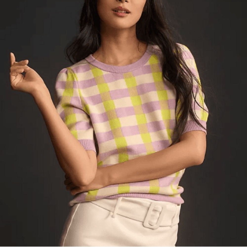 Anthropologie Maeve Harmon Jacquard Sweater Tee, Size Small